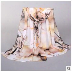 Wholesale Fashion Spring And Autumn Long Scarf Womens Floral Oversized Scarves Shawl Voile Scarf