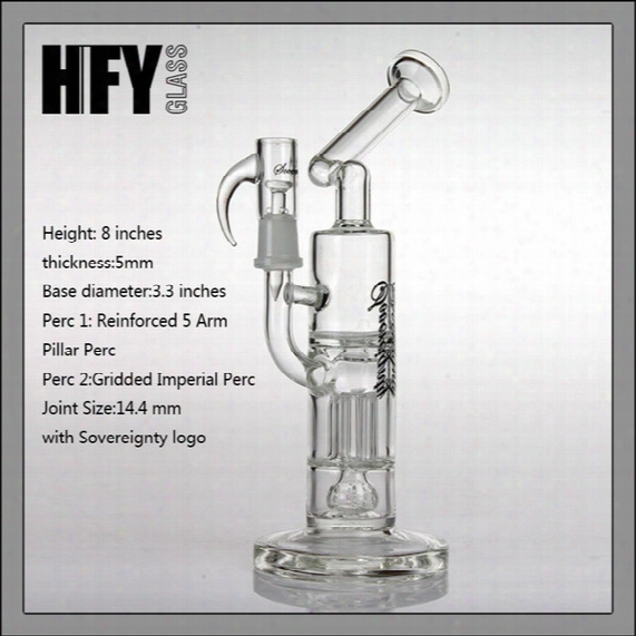 14.4mm Male Mini Pillar Perc With Pilar Sovereignty Glass Bong Water Pipes Bongs Recycler Oil Rigs Dab Rig Bubbler Pipe Sidecar Rigs