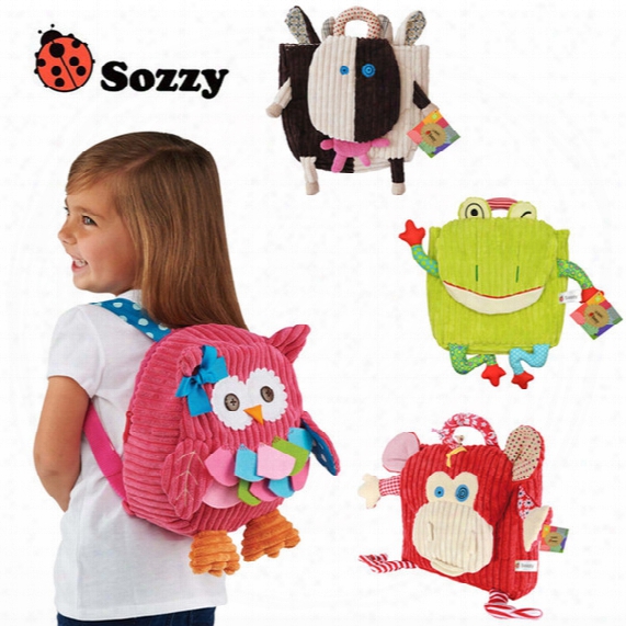 2016 25cm Children Sozzy School Bags Lovely Cartoon Animals Backpacks Baby Plush Shoulder Bag Schoolbag Toddler Snacks Book Bags Kids Gift
