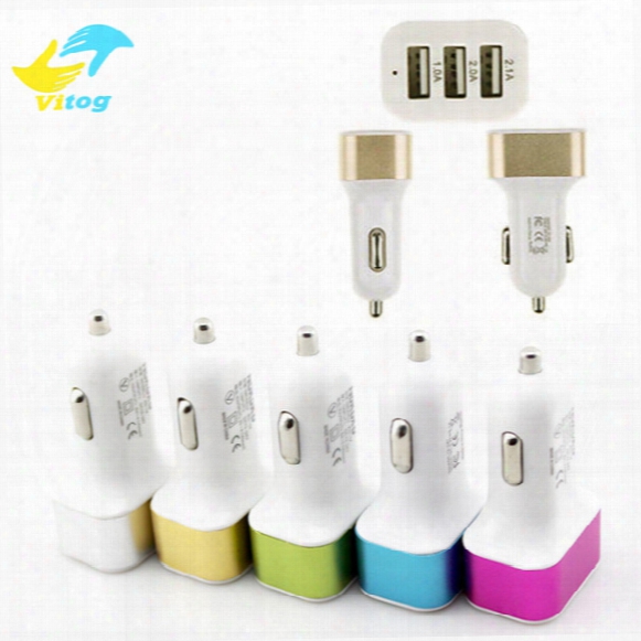 2016 Car Charger Traver Adapter Car Plug Hot Selling Triple 3 Usb Ports Car Charger For Iphone 6s 7 Plus Samsung S6 S7 Edge