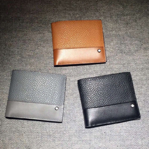 2016 New Summer Men's Genuine Leather Short Wallets Famous Brand Luxury Mens Bi-fold Clutch Thin Purses Men Credit Card Holder Suit Wallet
