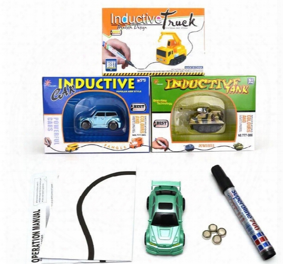 2017 New Novelty Games Mini Magic Pen Inductive Fangle Vechicle Toy Children's Car Truck Tank Car Toy Factory Direct Large Stock
