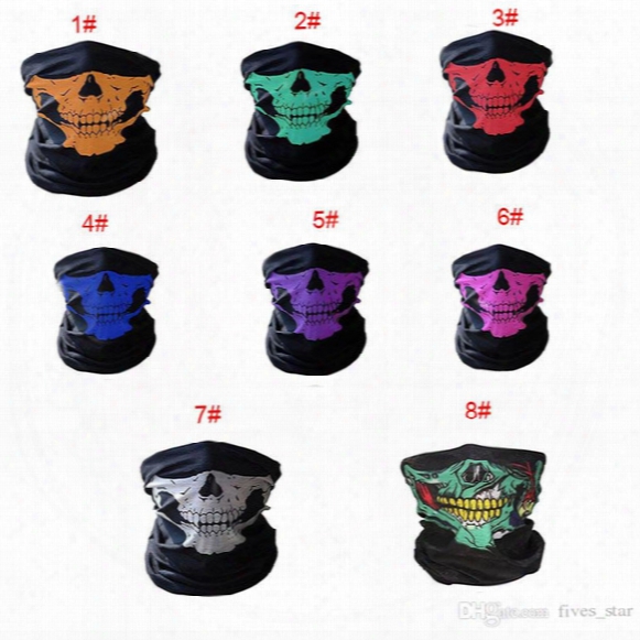 2017 Skull Half Face Mask Scarf Bandana Bike Motorcycle Scarves Scarf Neck Face Mask Cycling Cosplay Ski Biker Headband Xl-a200