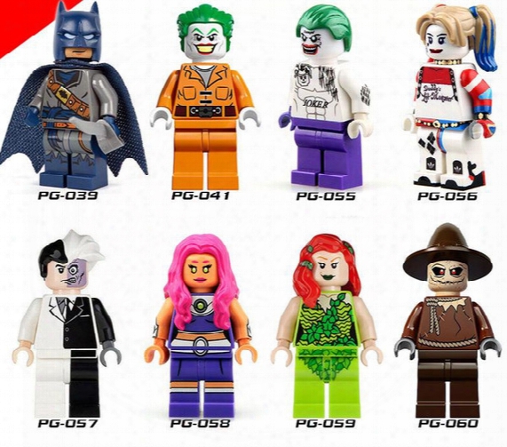 480pcs/lot Baby Toys Super Heros Pg8013 Self-murderer Squad Joker Harley Quinn Two Face Scarecrow Starfire Dc Figures Toys