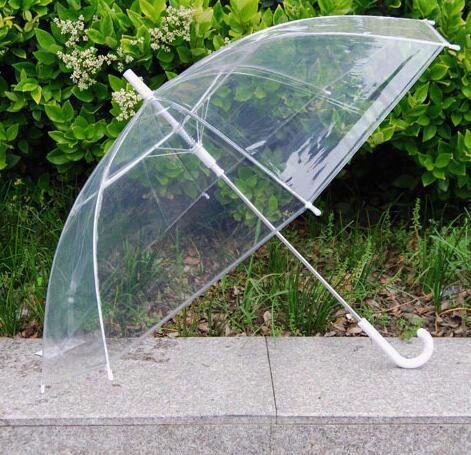 6 Color Automatic Transparent Rain Umbrellas Parasol For Wedding Clear Pvc Beach Umbrellas Long Handle Umbrellas Rainproof 100pcs/lot Jja11
