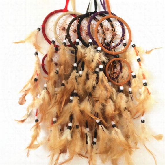 9cm+6cm Indian Ornaments. Colored Feathers Dreamcatcher. Household Pendant. Feng Shui Car Hanging Dream Catcher Decor