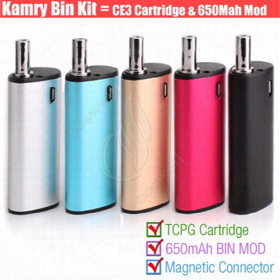 Authentic Kamry Bin 510 Cartridge Vape Pen Thick Oil Bud Ce3 Pe Tank Bin Box Mod Portable Mini Kits Atomizers Portable Mini Vaporizers Dhl