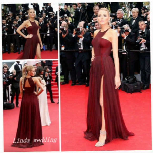 Blake Lively Burgund Red Carpet Evening Dress Elegant Long Prom Party Dress Formal Celebrity Inspired Event Gown Plus Size Vestido De Festa