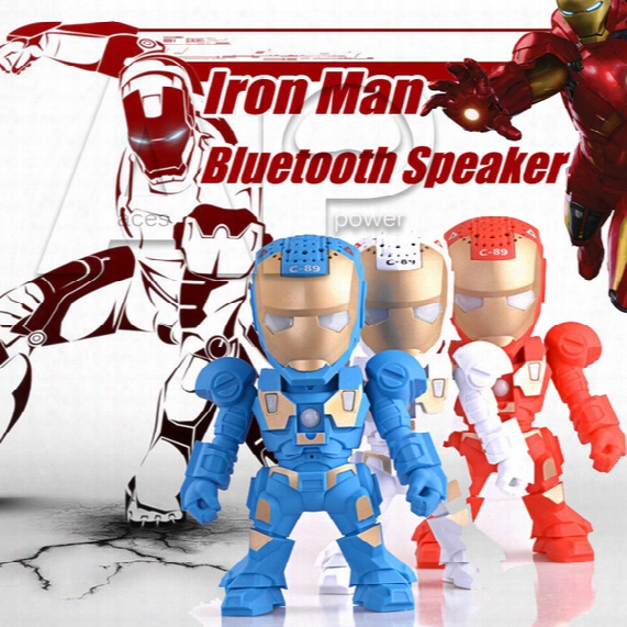 C-89 Bluetooth Mini Speaker Iron Man With Led Flash Light Deformed Arm Figure Robot C89 Portable Mini Wireless Subwoofers Tf Fm Usb Card