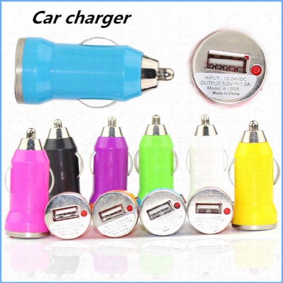 Colorful Car Chargers Bullet Mini Usb Iphone Usb Adapter Cigarette Lighter For Iphone 7 Plus For Samsung S7 S6 Ipad Pro Ego Charger