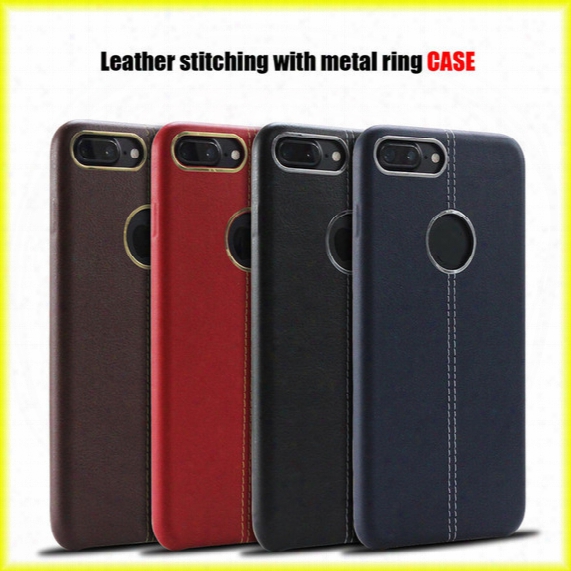 For Iphone 7 / 6s New Leather Car Line Plus Metal Ring Phone Case Business Soft Case Wholesale Via Free Shipping
