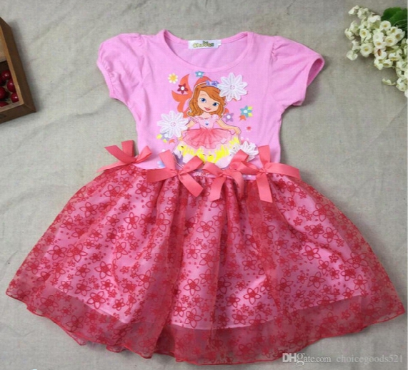 Girl Dress Summer Baby Kids Princess Dress Short Sleeve Cartoon Sofia Clothing For 1~7 Y Girl