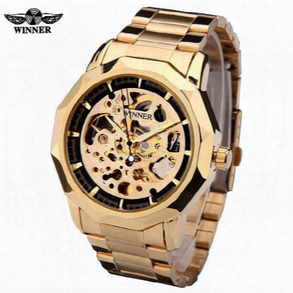 Hot Selling Winner Automatic Mechanical Watches Brand Luxury Men Stainless Steel Skeleton Dial Self Wind Automatic Watch Wholesale