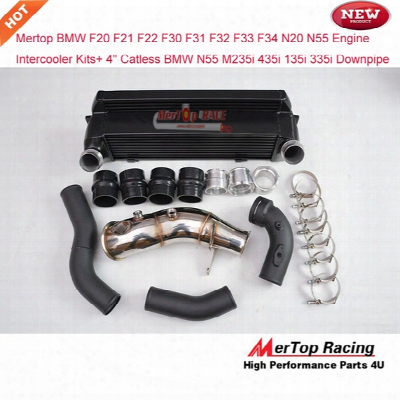 Mertop F20 F21 F22 F30 F31 F32 F33 F34 N13 N20 N55 Intercooler Kits+4" Catless N55 335i 435i M235i M135i F30 F32 F22 Downpipe
