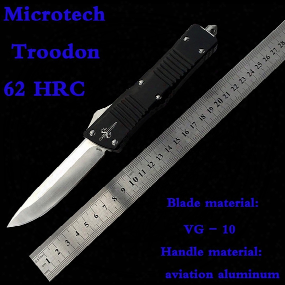 Microtech Troodon Vg10 62 Hrc High Hardness Outdoor Camping Spring Model Automatic Knife Air Way Handle Free Shipping