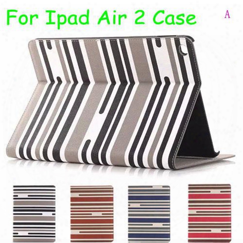 Multi Color Stripes Painted Style For Ipad Air2 Air 2 Ipad 6 Cases Slim Flip Stand Card Holder Protective Sleeve Leather Case