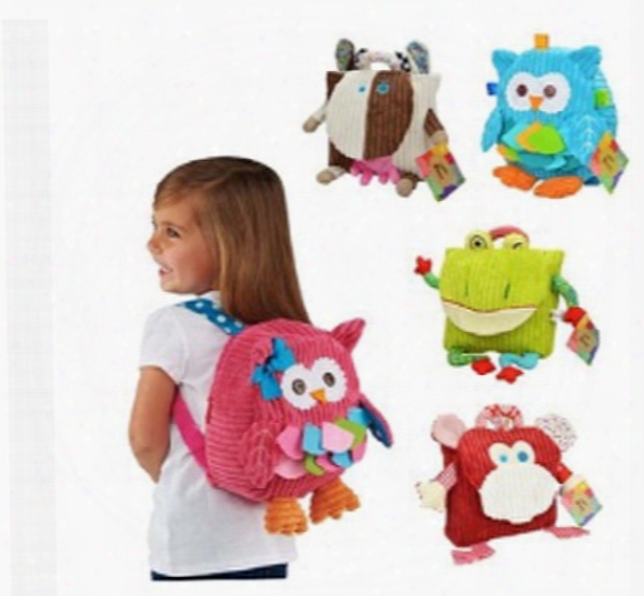 New Cute Cartoon Soft Owl Monkey Animals Backpack Toy For Children Schoolbag Plush Hasp Baby Bags