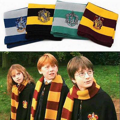New Fashion 4 Colors College Scarf Harry Potter Gryffindor Series Scarf With Badge Cosplay Knit Scarves Halloween Costumes X023