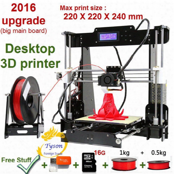 Pro New Upgrade Desktop 3d Printer Prusa I5 Size 220*220*240 Mm Acrylic Frame Lcd 1.5kg Filament & 16g Tf Card For Gift (big Main Board)