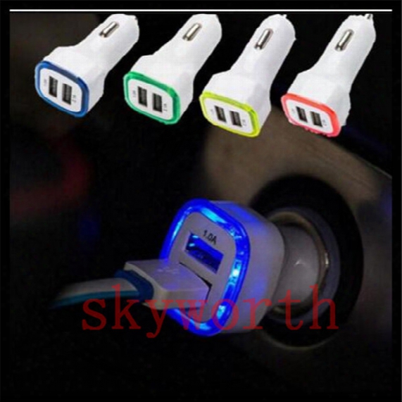 Rocket Design Led Light 5v 2a Dual Usb Car Charger Adapter For Iphone 6 6s 7 Plus Samsung Galaxy S7 Universal