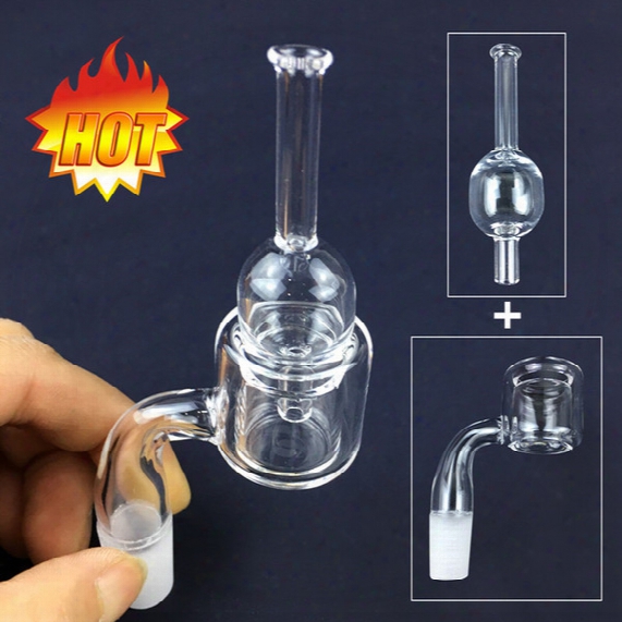 Set Of Thermal Quartz Banger Nail With Double Bucket, Matched Real Quartz Carb Cap,10mm/14mm/19mm Male / Female, Hotselling!