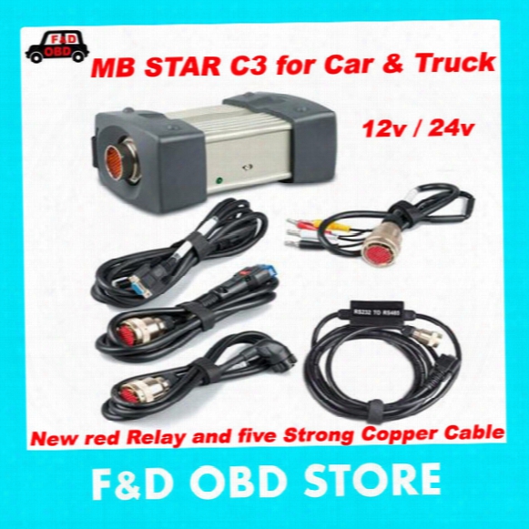 Special Price(12v/24v )mb Star C3 No Software All New Red Relay And Five Strong Copper Cable Star C3 Can Support Cars And Trucks
