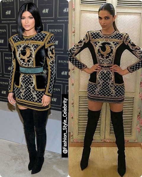 2017 Long Sleeve High Neck Short Dress Kylie Jenner Shows Support Prom Dresses The Oscars Celebrity Dresses Red Carpet Women Evening Dresses