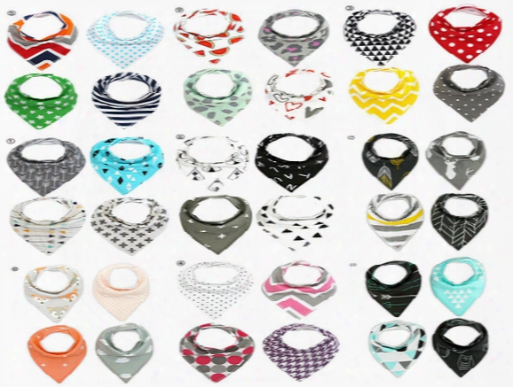 40 Groups Cartoon Ins Baby Bibs Burp Cloths Triangle Burp Saliva Kids Infant Double Layers Cotton Toddler Bandana Scarf Turban Baby Feeding