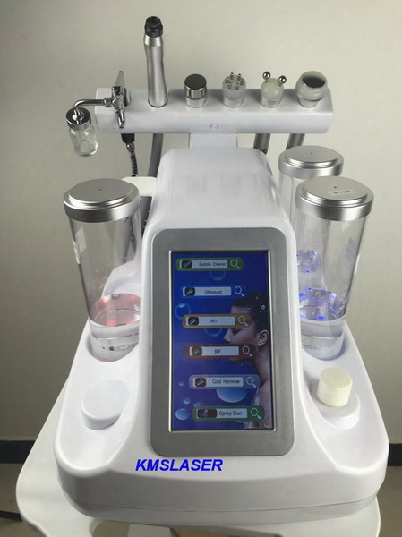 6 In 1 Hydra Dermabrasion Machines Blackhead Remover Ultrasound Skin Care Bio Radio Frequency Anti Aging Oxygen Spray Hydrafacial Machine