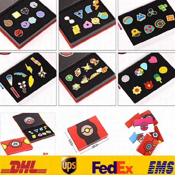 8pcs/set Poke Badges Sets Alloy Anime Figure Keychain Necklace Pendants Children Kids Intellectual Develop Brooch Toys Gifts Gd-s16