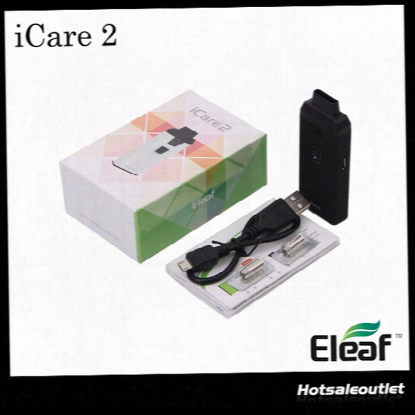 Authentic Eleaf Icare 2 Starter Kit 650mah With 2ml Eleaf Icare 2 Atomizer Aio Style With Led Icare 2 Vape Kit