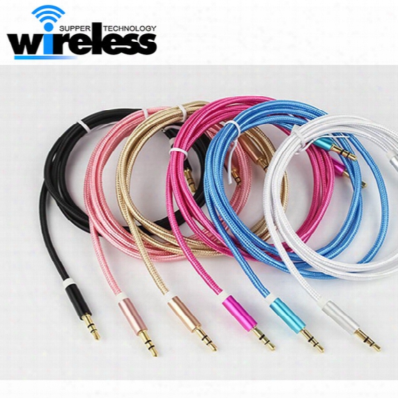 Aux Cable 3.5mm To 3.5 Mm Nylon Wire Gold-plated Plug Male To Male Audio Cable For Car Mobile Phone Mp3 / Mp4 Headphone Speaker