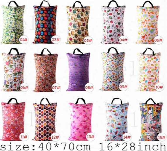 Baby Diaper Nappy Bags Travel Cloth Diaper Wet Bag Laundry Wet / Dry Bags Animal Print Mummy Handbag Carrier Storage Bag Organizer 40*70cm