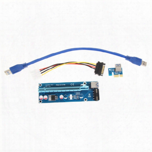 Best Quality Pci-e Pci E Express 1x To 16x Riser Card +usb 3.0 Extender Cable With Power Supply For Bitcoin Litecoin Miner 60cm