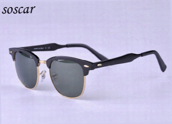 Brand Designer Sunglasses For Men Sports Sunglasses Soscar 3507 Aluminum Magnesium Frame Green Classic G-15 Lenses With Original Leather Box