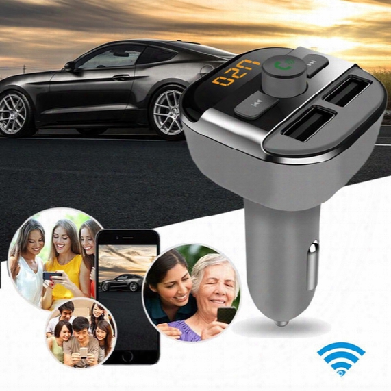 Bt20 2usb Car Charger Bluetooth Handsfree Car Kit With Voice Pormpts Music Playing Wireless Fm Transmitter Fast Charge For Phone Samsung