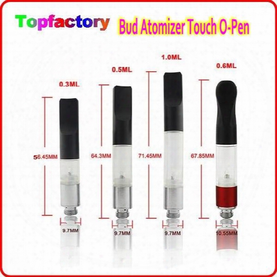 Bud Atomizer Touch O-pen With Plastic Pipe Vape Pen Cartridge 510 Tank Disposable Co2 Cartridge Fit With All 510 Battery E Cigarette