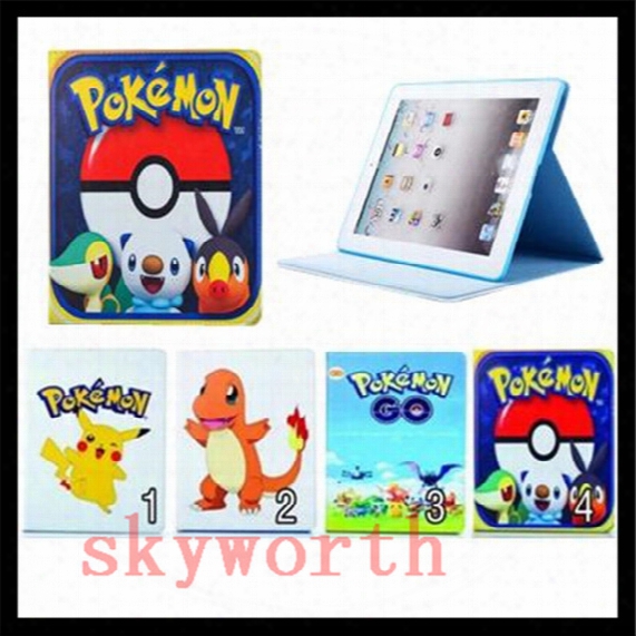 Cute Cartoon Poke Go Pikachu Wallet Flip Pu Leather Case Tpu Card Slot Stand For Ipad Air Mini 2 3 4 5 6