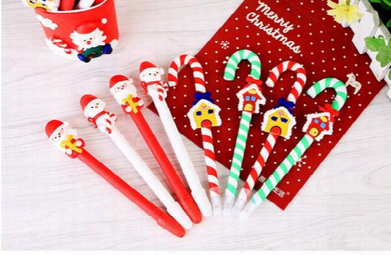 Cute Christmas Snowman Ceramic Ball Pen Crutches Cartoon Christmas Santa Claus Ballpoint Office School Stationery