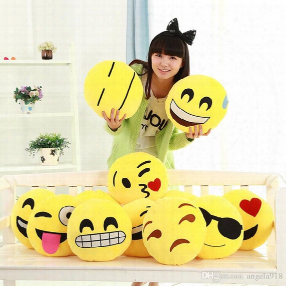 Ems 20 Styles Diameter Cushion Cute Lovely Emoji Smiley Pillows Cartoon Cushion Pillows Yellow Round Pillow Stuffed Plush Toy C323