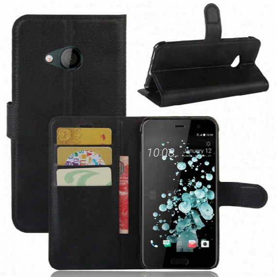 For Htc U Play Litchi Wallet Leather+soft Tpu Phone Case Cover Card Slots Holder Pocket Pouch Flip Stand For Htc U Ultra
