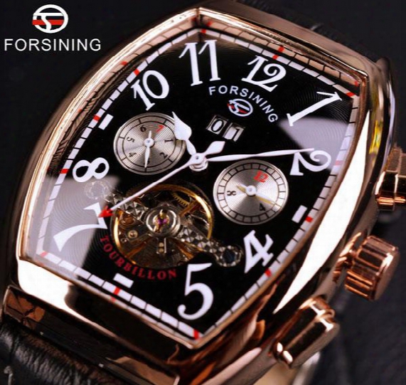Forsining Date Month Display Rose Gold Case Mens Watches Top Brand Luxury Automatic Mechanical Watch Montre Homme Clock Men Casual Watch