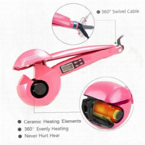 Hair Styling Tools Negative Ions Easy Lcd Led Display Automatic Ceramic Curler Pro Magic Curl Hair