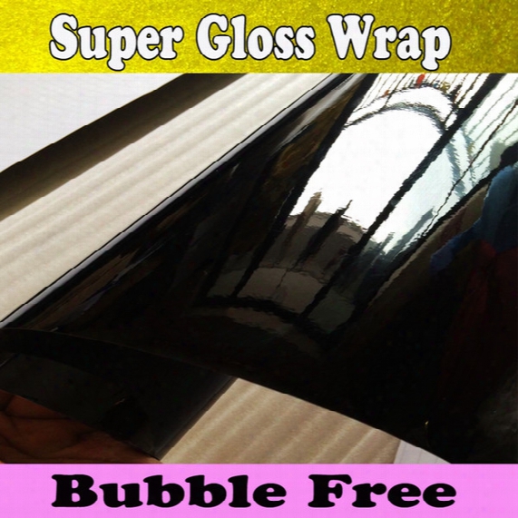 High Glossy Black Vinyl Wrap Car Wrap With Air Bubble Shiny Black Vinyl Super Gloss Film Wrapping Piano Black Glossy Wrap Size 1.52x30m/roll