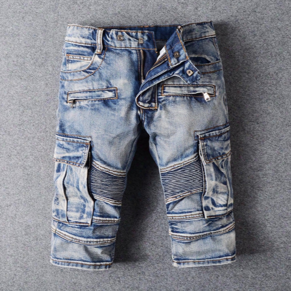 Men Designer Biker Cargo Denim Short Jeans Men's Fashion Robin Jeans Shorts Men Big Sale Summer Clothes Fashion Brand Male Short Pants 29-42