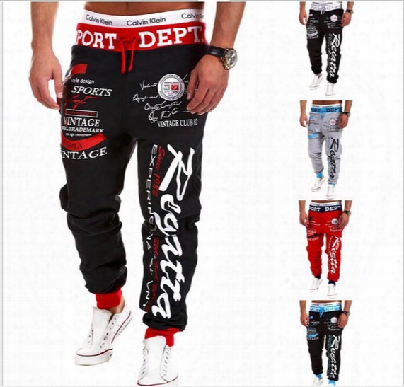 Mens Pants Elastic Waist Printed Letters Loose Cargo Casual Harem Baggy Hip Hop Dance Sport Pant Trousers Slacks New Style Free Shipping