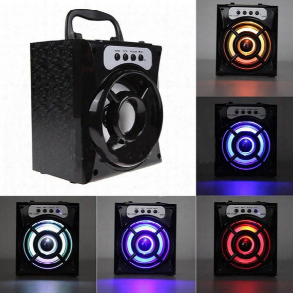 Ms-132bt Mini Portable Wireless Bluetooth Square Speaker Support Fm Radio Led Shinning Tf/micro Sd Card Music Playing