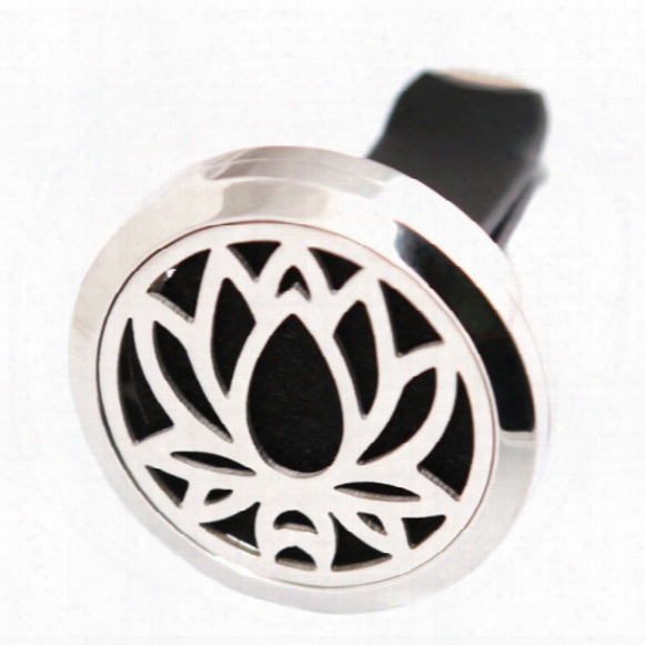 New Lotus Flower 30mm Aromatherapy Essential Oil Surgical Stainless Steel Pendant Perfume Diffuser Car Locket Include 50pcs Felt Pads
