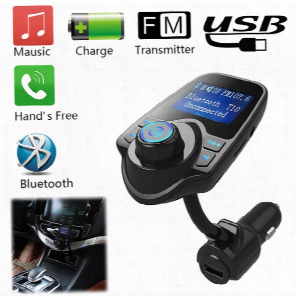 T10 Car Mp3 Audio Player Bluetooth Fm Transmitter Wireless Modulator Car Kit Handsfree Lcd Display Usb Charger For Mobile T11