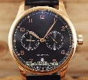 Super Clone Brand Portugieser IW500125 Black Dial Rose Gold 7 Day Power Reserve Automatic Mens Watch Leather Strap Folding Buckle Watches